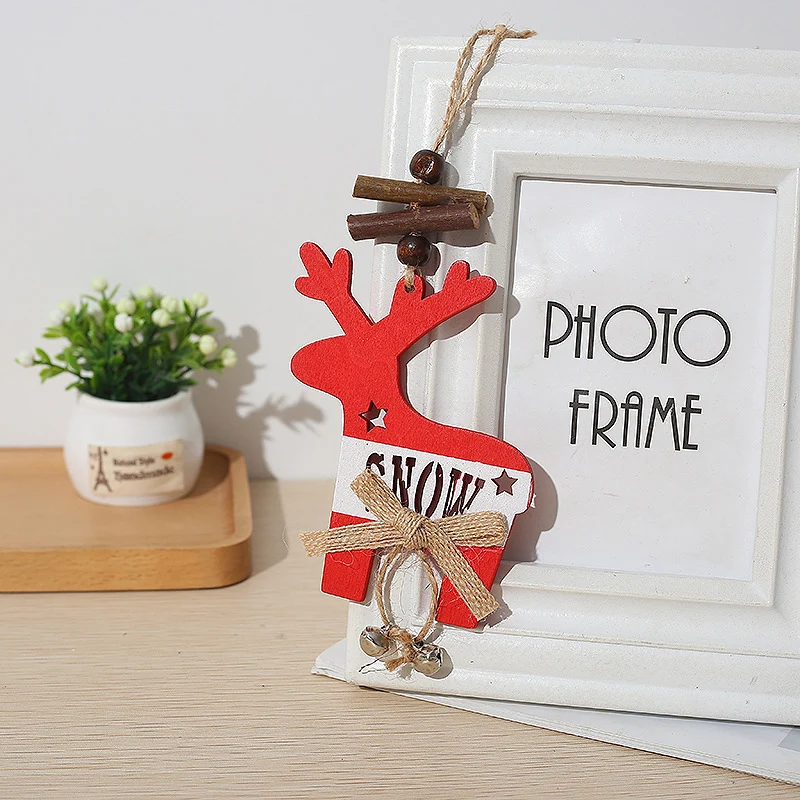 1 шт. деревянный Рождественский красный Лось Снежный колокольчик украшение елки