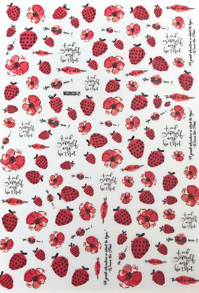 2020 DIY 3D наклейки для дизайна ногтей клейкие инструмент клубника фрукты лето