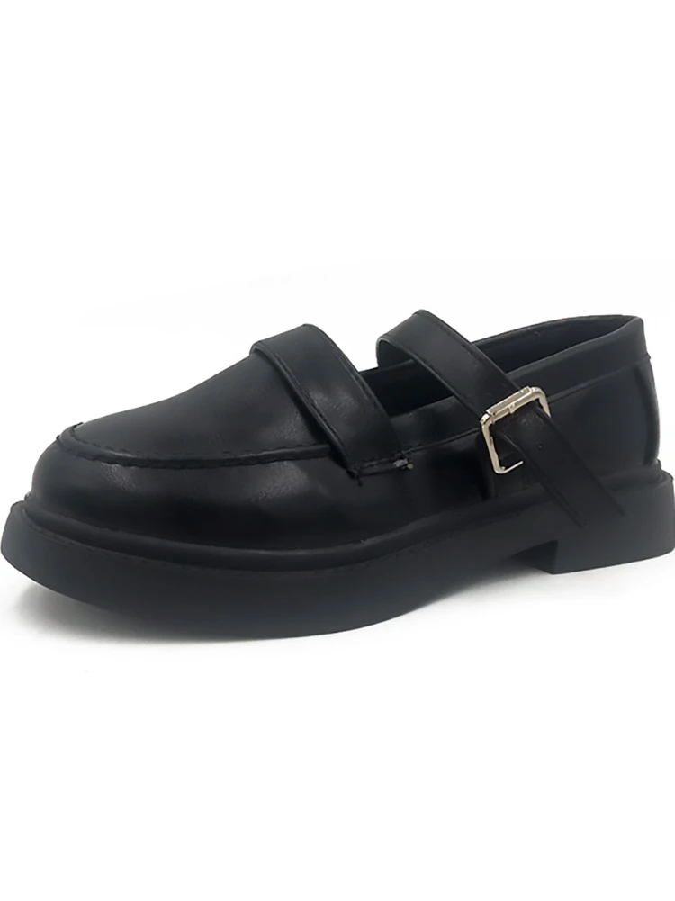 

All-Match Retro Woman Shoes Oxfords Round Toe Female Footwear Casual Sneaker Modis Shallow Mouth Leather Dress 2021 PU Solid Lac