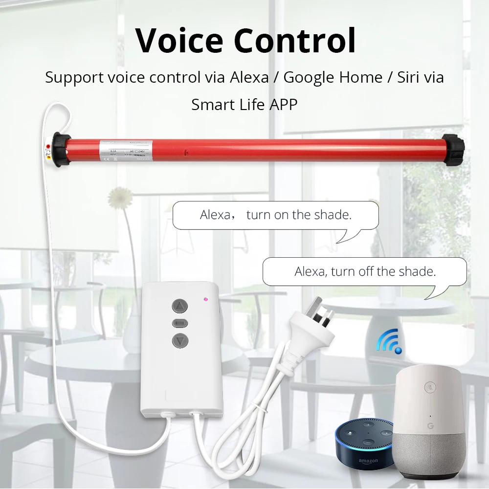 Моторизованный роликовый шторный двигатель Zemismart Smart Life Alexa Google Home Assistant