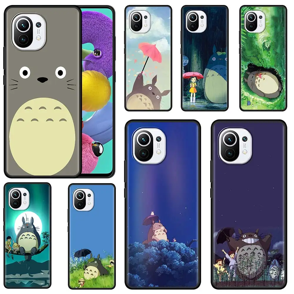 

Studio Ghibli Totoro Silicone Phone Case For Xiaomi Mi 11 Ultra 11X 10T 10 9T Pro A2 Lite CC9 CC9E 11i Black Soft Funda Cover