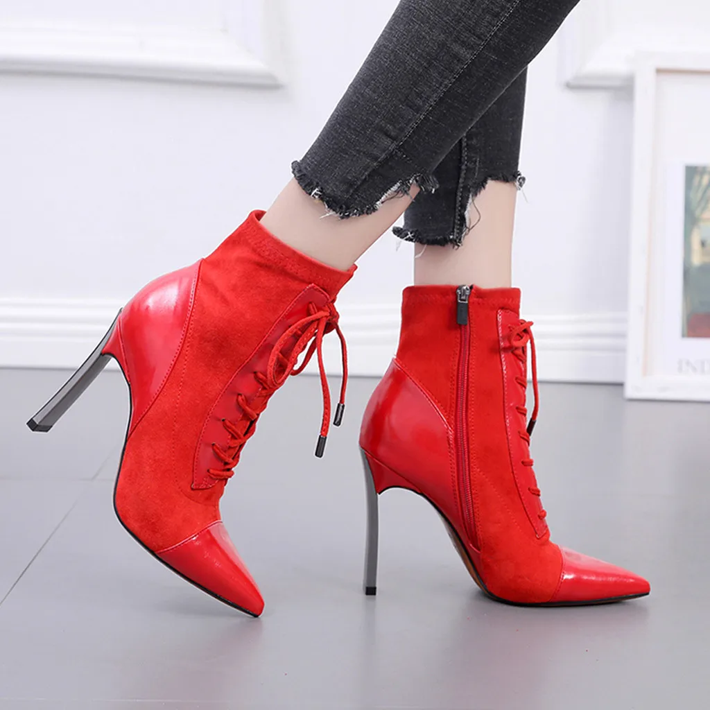 Женские ботинки в готическом стиле черного цвета женские на высоком каблуке с