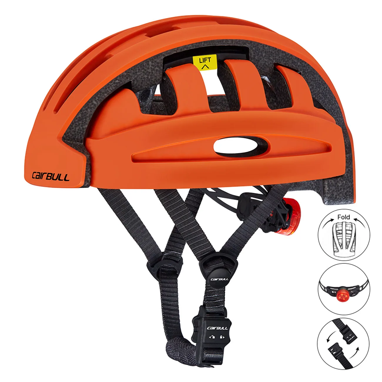 

CAIRBLUU Adult Bike Helmet with Rear Light Folding Bicycle Helmet for Urban Leisure Bicycle Electric Scooter Balance Bike