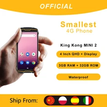 Водонепроницаемый прочный телефон Cubot KingKong MINI2, 4 дюйма, QHD + экран, 4G LTE, две SIM-карты, идентификация по лицу, Android 10, 3 Гб + 32 ГБ, камера 13 МП, мини-телефон
