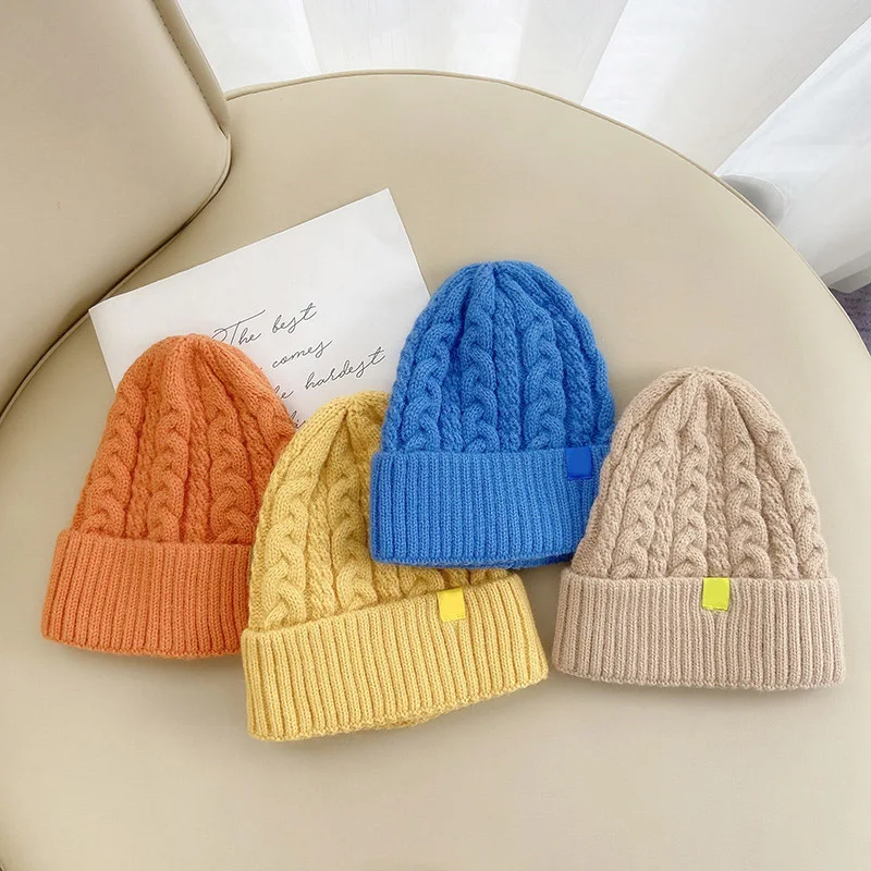 

Детская шапка ярких цветов, Осень-зима, теплая мягкая трикотажная шапка для маленьких девочек и мальчиков, эластичные детские шапки для защ...