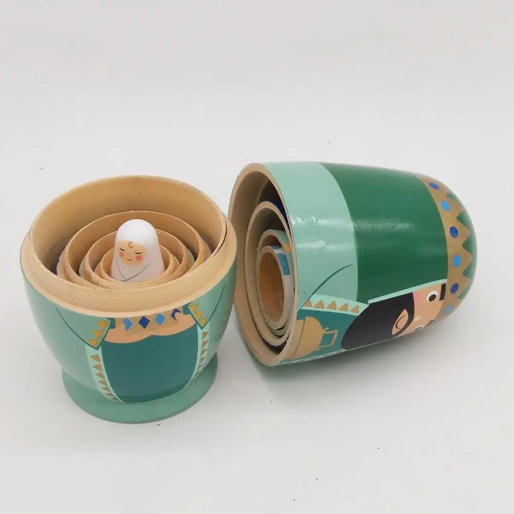 

5Pcs Wooden King Royal Family Nesting Doll Matryoshka Figurines Kids Toy Gift