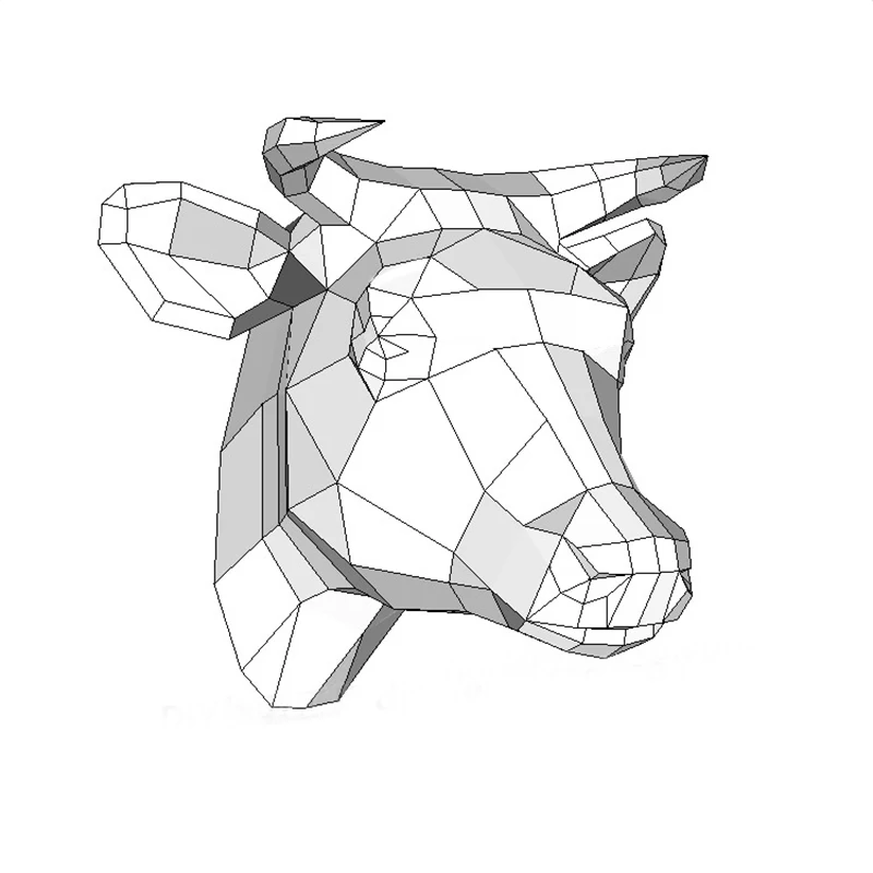 

DIY Home Decoration Cattle Ox Cow Head Paper Model Puzzles Toy Animal for Restaurants Bar Waterproof Educational Folding Model