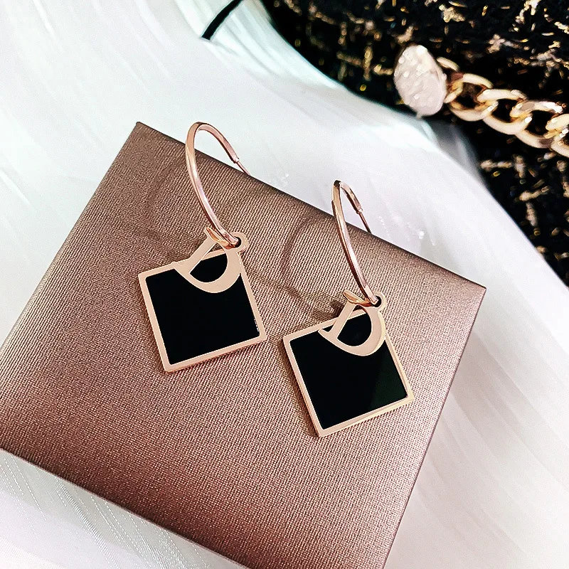 Серьги из титановой стали геометрические ромбовидные серьги-кольца элегантные