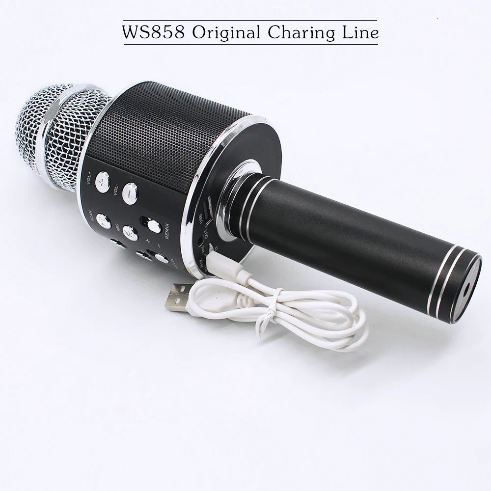 WS858 Bluetooth беспроводной микрофон для караоке AUX line/Micro USB зарядный кабель/пенный(мягкий) микрофон Чехлы/Чехол для микрофона
