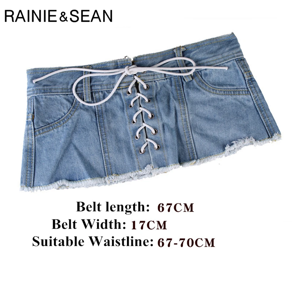 Женские широкие пояса RAINIE SEAN Denim синие модные женские на шнуровке для рубашек
