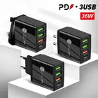 Быстрое зарядное устройство PD 36 Вт QC 3,0 USB PD Hub LED Light портативное настенное зарядное устройство PD адаптер для iPhone 12 Xiaomi телефонные настенные зарядные устройства