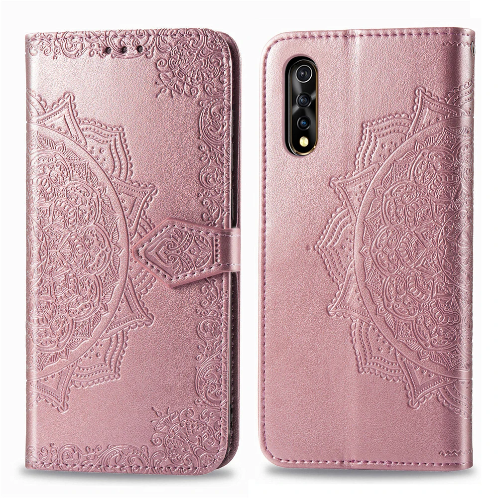 Роскошные Чехлы-книжки из мягкого ТПУ задняя крышка для VIVO Y7S S1 IQOO NEO Y17 Y3 V15 Pro X27 Y97 V9 тисненая Мандала кожаный флип чехол