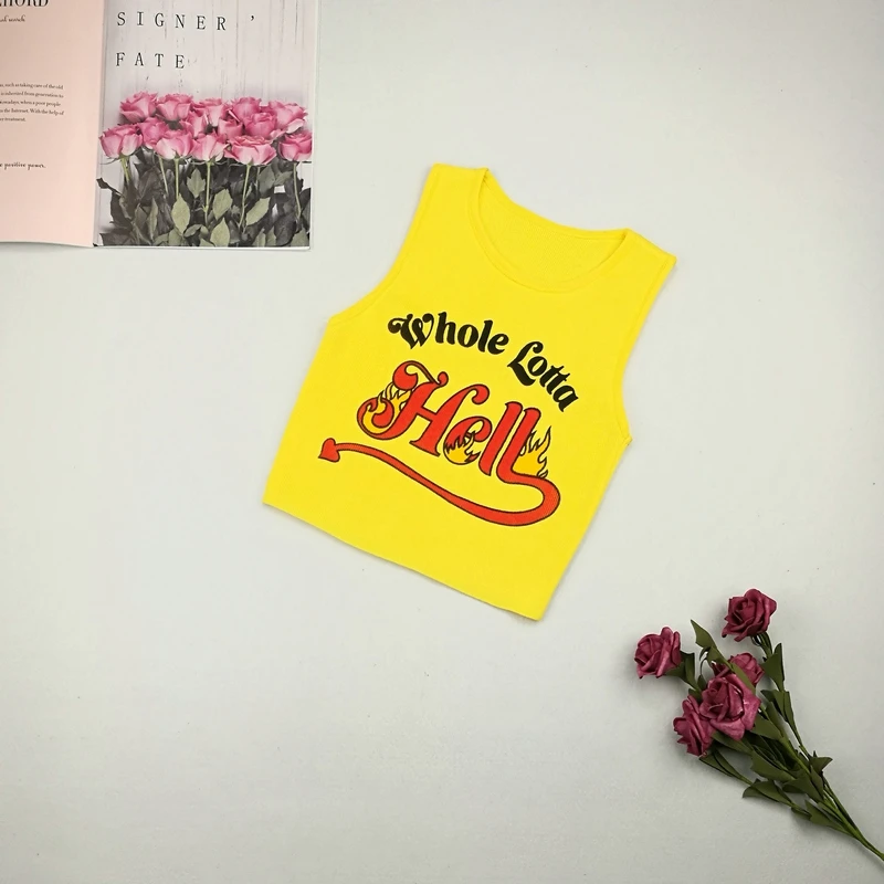 2019 укороченный топ женский летний новый тонкий крой простой с буквенным принтом