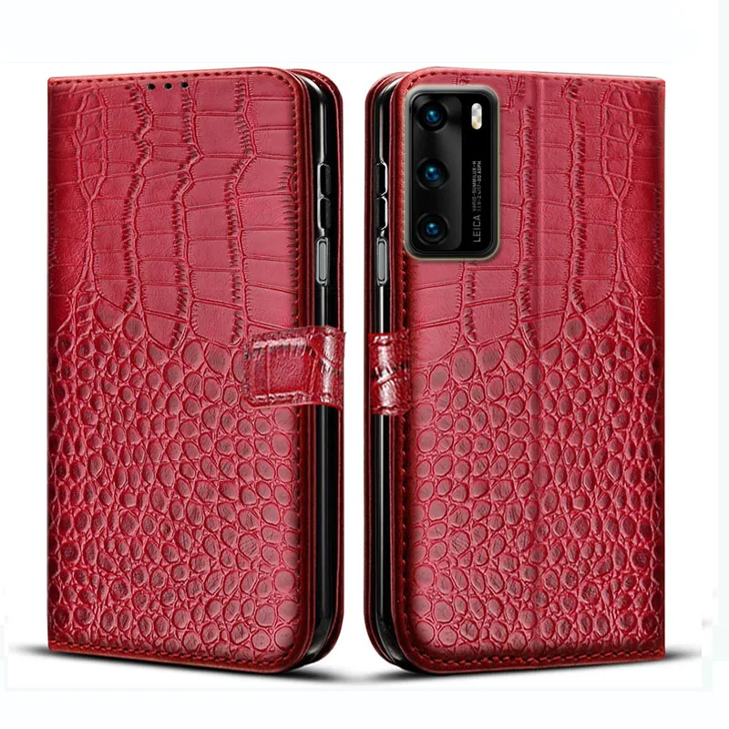 

Чехол-бумажник из искусственной кожи с крокодиловым узором для телефона Huawei P40