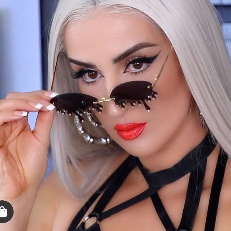 Роскошные Алмазные Солнцезащитные очки женские винтажные уникальные в форме