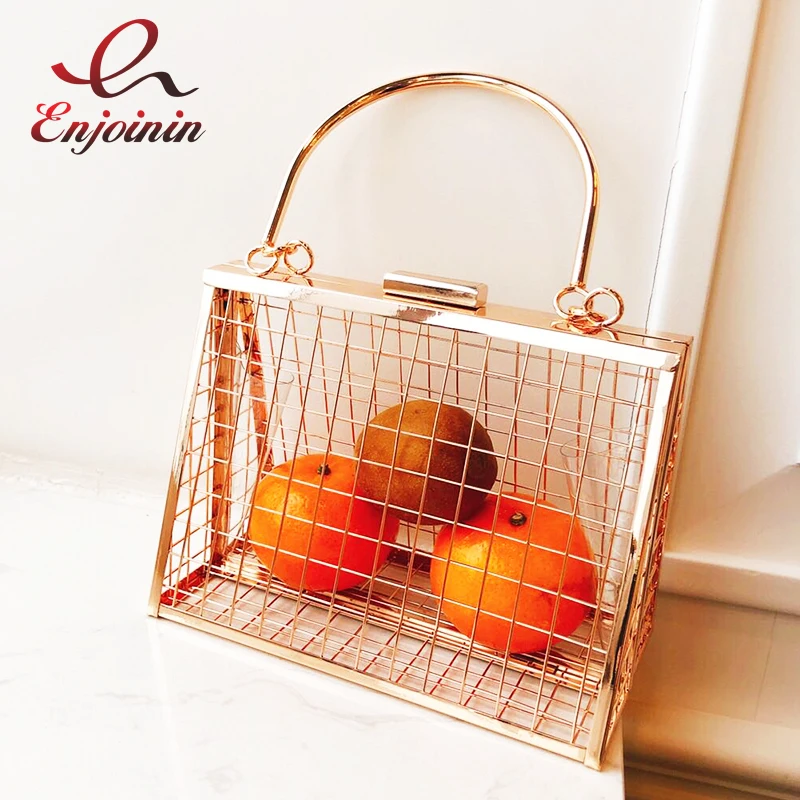 Модная металлическая ажурная железная сетчатая дизайнерская дамская сумочка