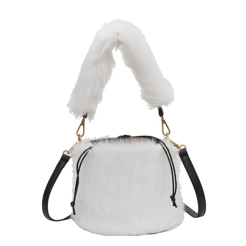 

Luxury Soft Plush Handbags Winter Shoulder Bags For Women 2021 Fashion Brand Crossbody Bag Female Solid Colors Top-Handle Bags