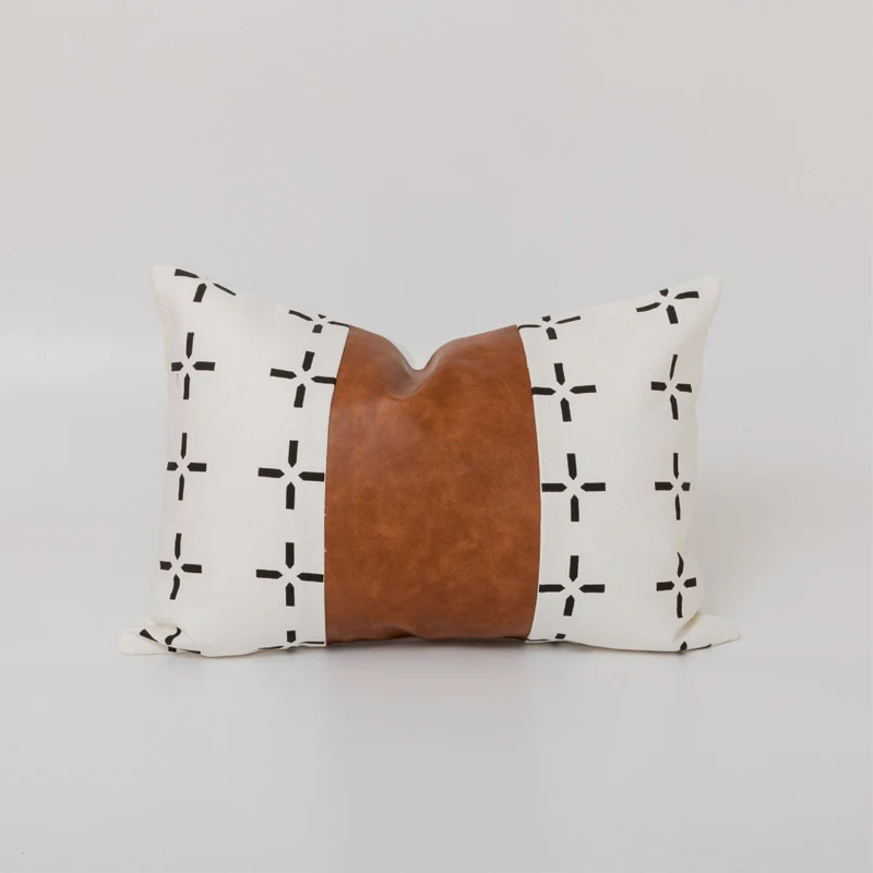 

Home Decoration Pillow Cover Cushion Cover 45x45cm/35x50cm Brown Faux Leather Cotton for Couch Bed Living Room Bed Room