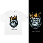 Забавная футболка с принтом King Gorilla, мужская и женская футболка, обхват груди 134 см, Модальные короткие летние футболки, искусственная лка для влюбленных 6XL 7XL