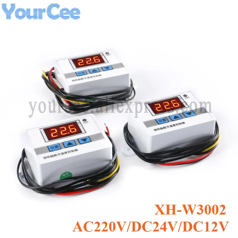 

XH-W3002 W3002 DC 12V DC 24V AC 220V Led Digital Thermoregulator Thermostat Temperature Controller Control Switch Meter Module