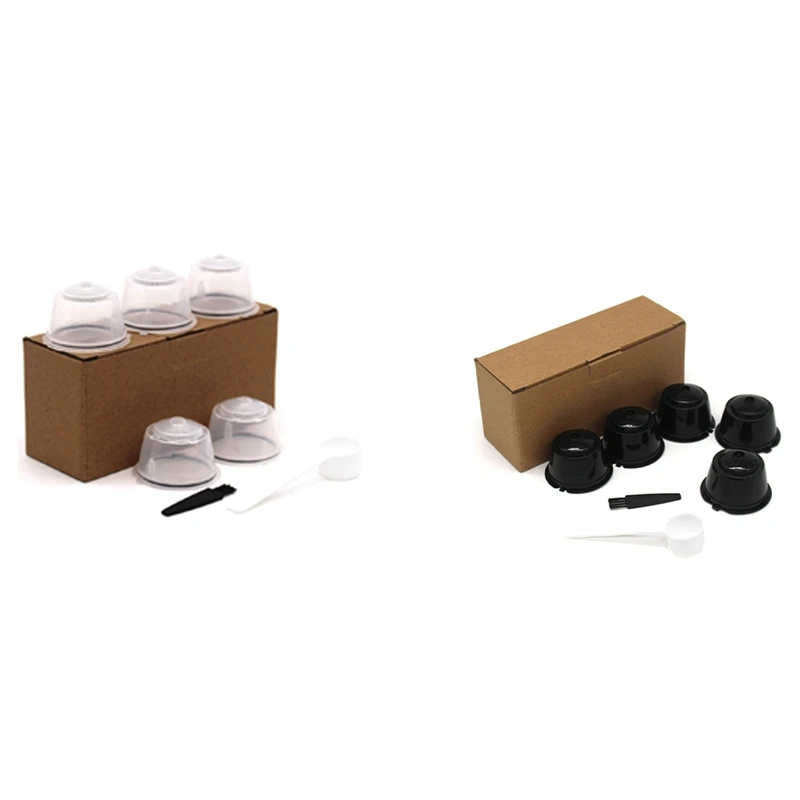 

5PCS Reusable Nestle for Dolce Gusto Coffee Capsule Filter Cup Refillable Filter Basket Caps Reusable Spoon Brush