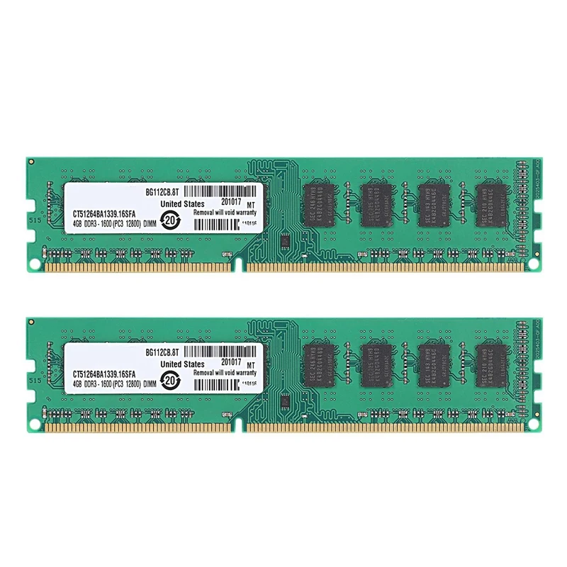 

2 шт., оперативная память DDR3 4 Гб, 1,5 в, 1600 МГц
