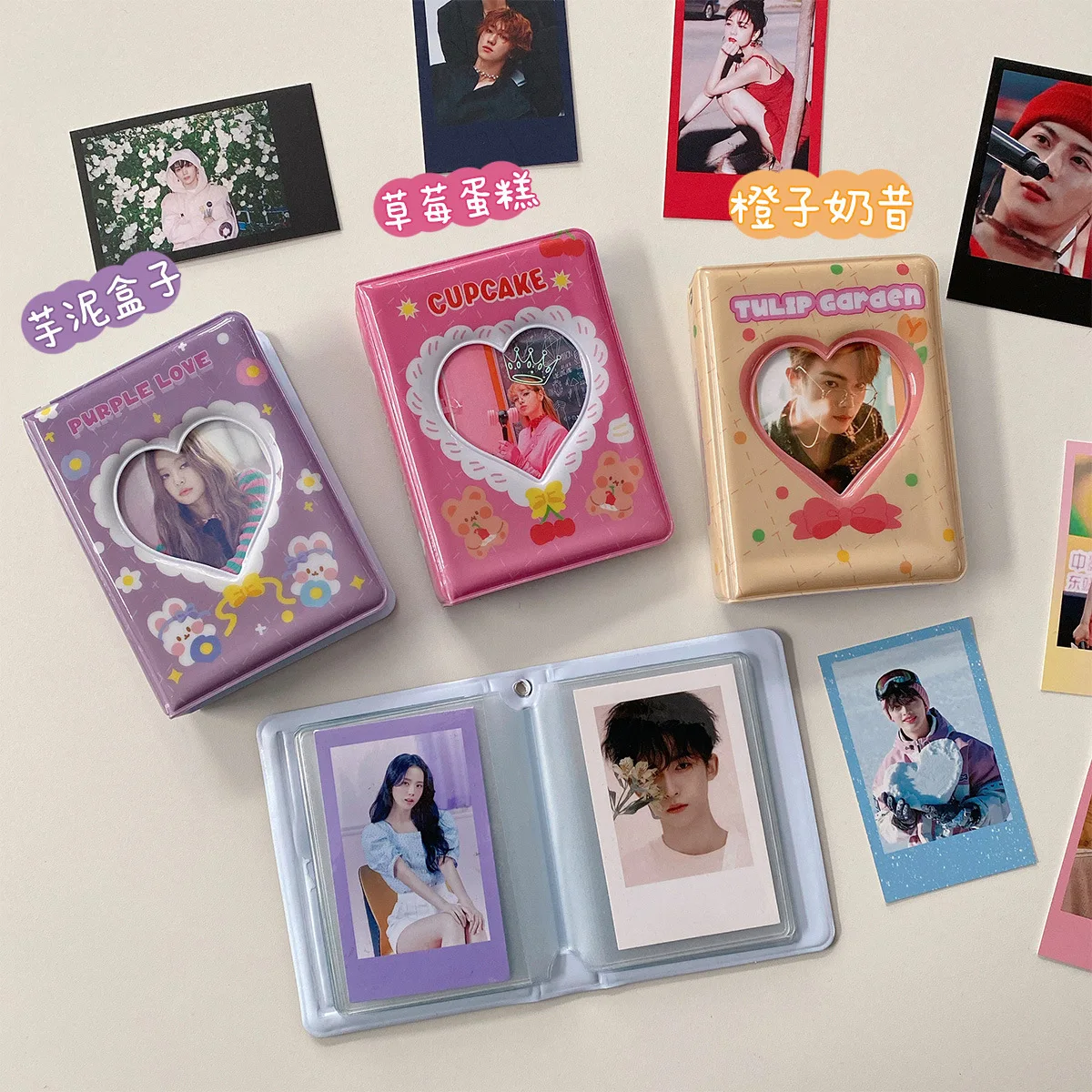 MINKYS-Mini tarjetas de fotos portátiles Kawaii de 3 pulgadas, organizador de fotos de doble cara, Kpop, libro de exhibición, papelería escolar, novedad