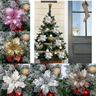 Рождественские украшения, 11 см, блестящий искусственный цветок, украшение для рождественской елки, Искусственная елка, новый год 2022