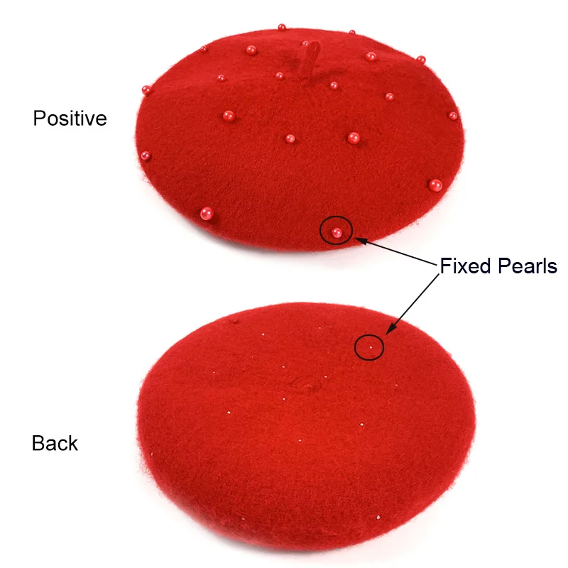 Модная шерстяная детская шапка с жемчугом конфетных цветов Ретро Кепка для