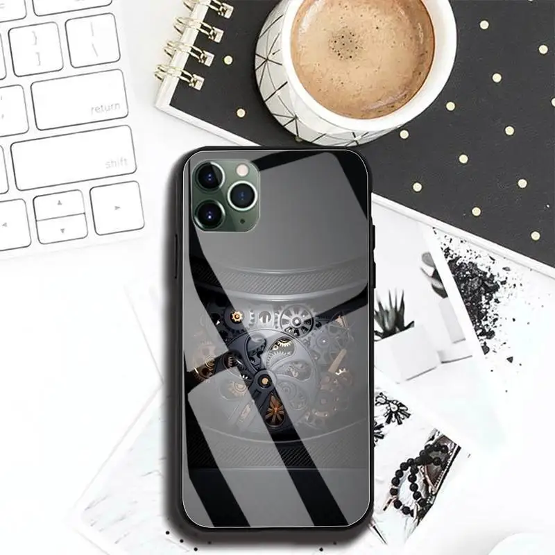 

Clock Time Timepiece Phone Case For Iphone 11Pro 12Pro MAX XR X 7 8Plus DIY Shockproof Glass Soft Silicone Edge