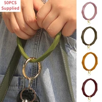 50pcs fashion o type keychain solid color silica gel wristlet wristband key ring unisex trendy simple circle bangle jewelry