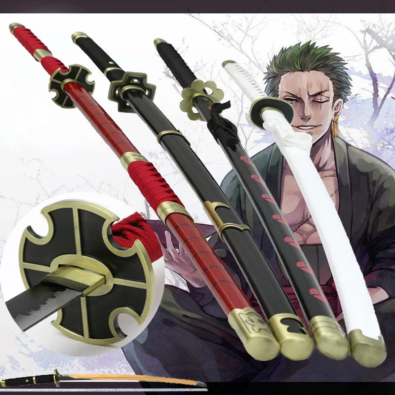 

Cosplay One Piece Roronoa Zoro Three-knife Ghost Cut Ver Superb Qiu Shui Katana Role Playing Sauron Weapon Sword 100cm Wood Prop