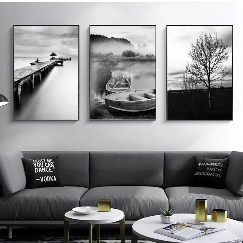 Скандинавский пейзаж холст настенное Искусство Плакат в скандинавском стиле