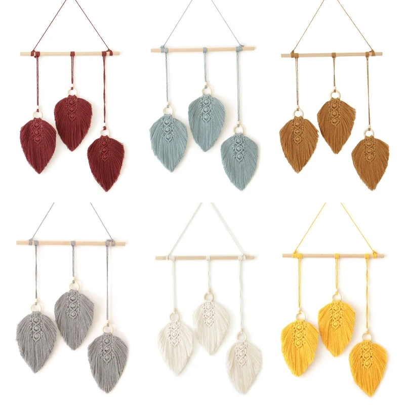 

Elegant Hand-woven Tassels Leaves Tapestry Bedroom Wall Hanging Pendant Art Wall C5AA