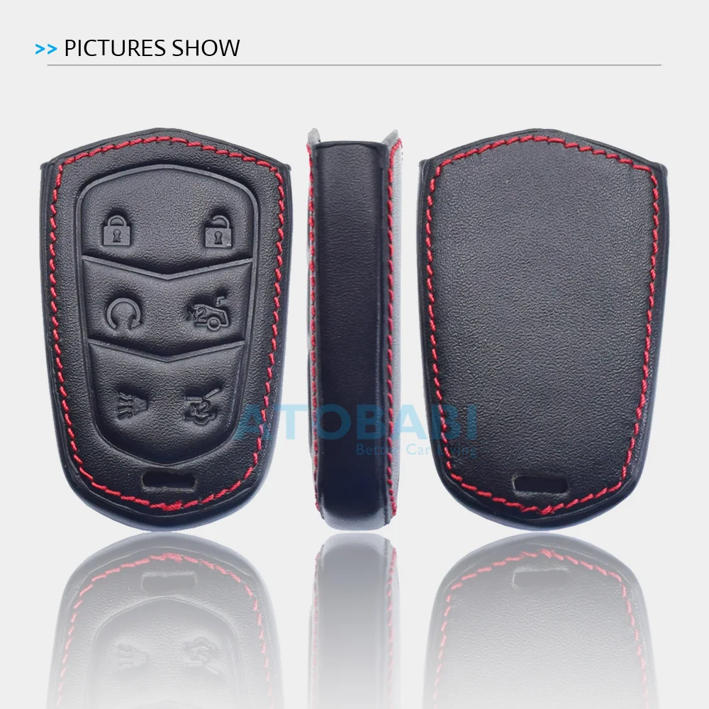 Чехол для ключей из натуральной кожи Cadillac Escalade 2015 2018 6 кнопок|key case for car|car key coverauto |