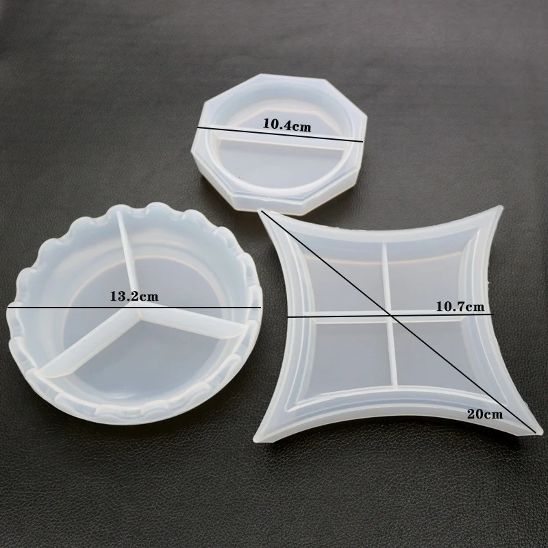 

3Pcs IrregUlar Dish Flower Mirror Handmade Storage Box Diy Crystal Epoxy Silicone Mold