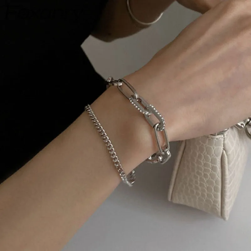 

Foxanry Silver Color Bracelet for Women Summer New Trendy Elegant Vintage Creative Sparkling Zircon Bride Jewelry Gifts