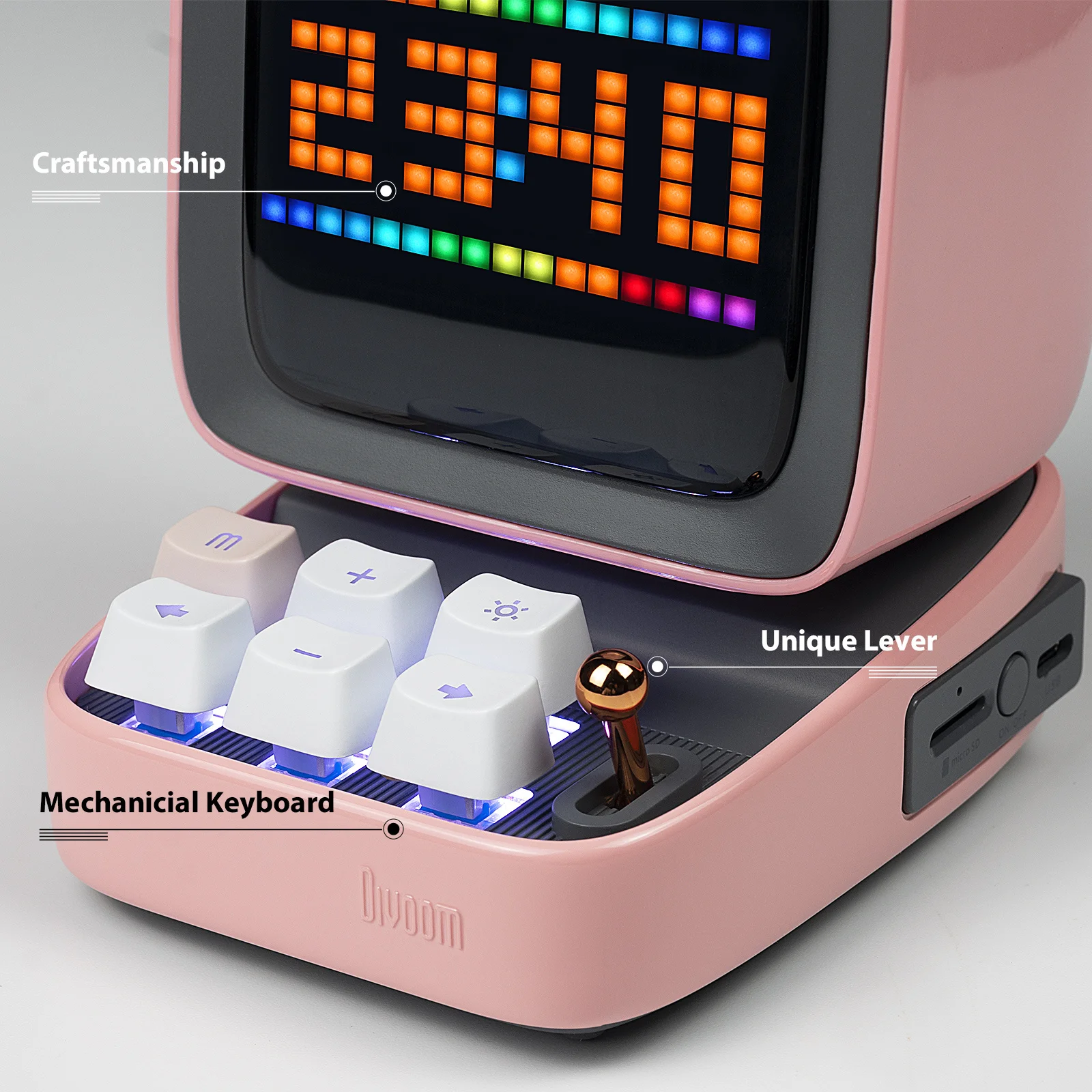 구매 Divoom Ditoo 레트로 픽셀 아트 블루투스 휴대용 스피커 알람 시계 DIY LED 디스플레이 보드, 새해 선물 홈 라이트 장식