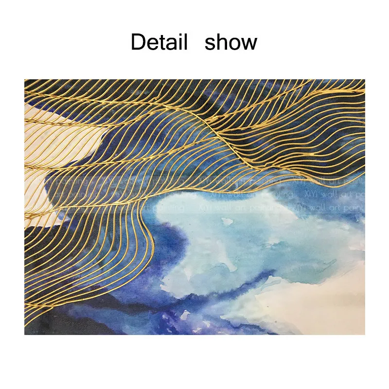 

Gold abstract canvas painting landscape wall art pictures for living room home decor original acrylic texture quadro caudro