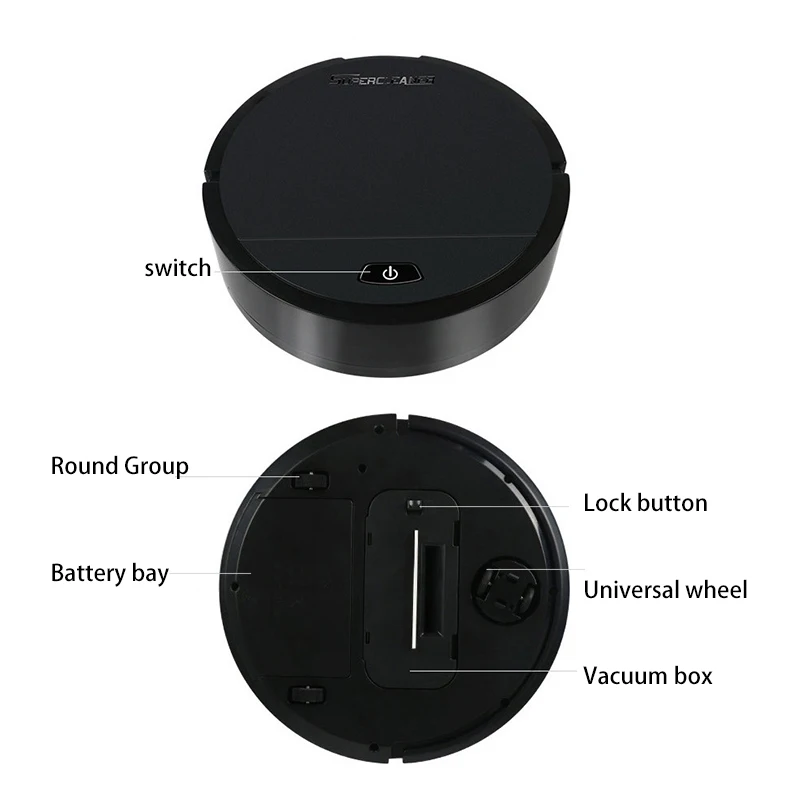 

3 in 1 Sweeping Robot Vacuum Cleaner Dry Robot and Floor Robot Smart Vacuum Automatic Sweeper Battery Edition,Black