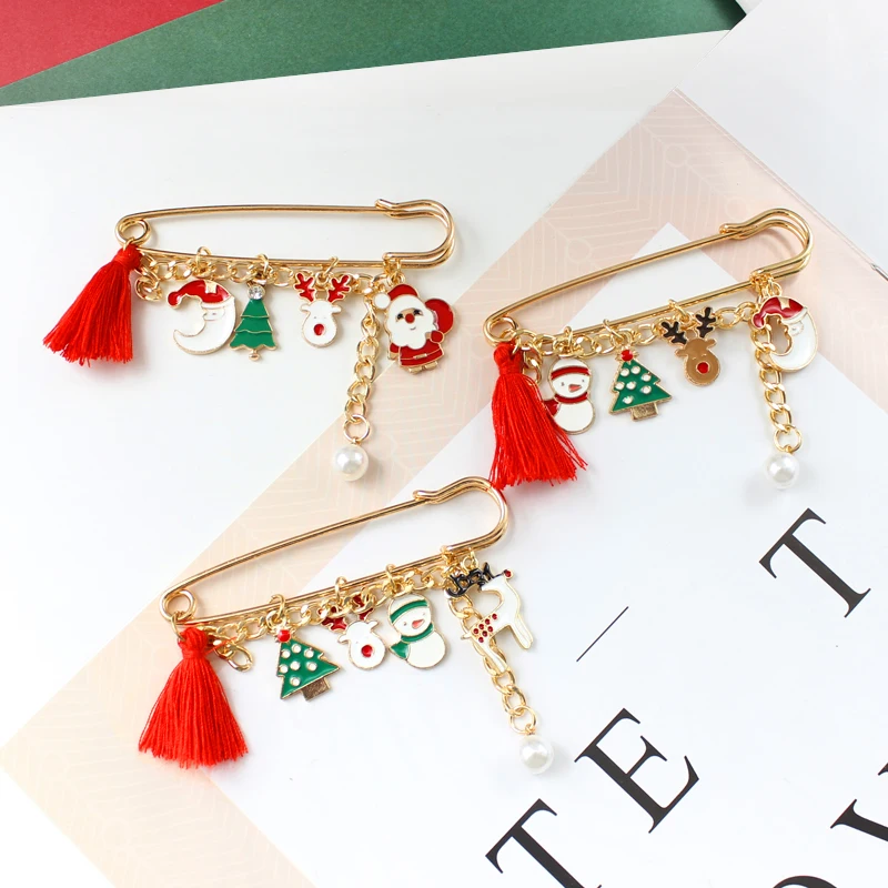 Рождественские украшения дамы булавка брошь корсаж шарф замыкатель замка Санта