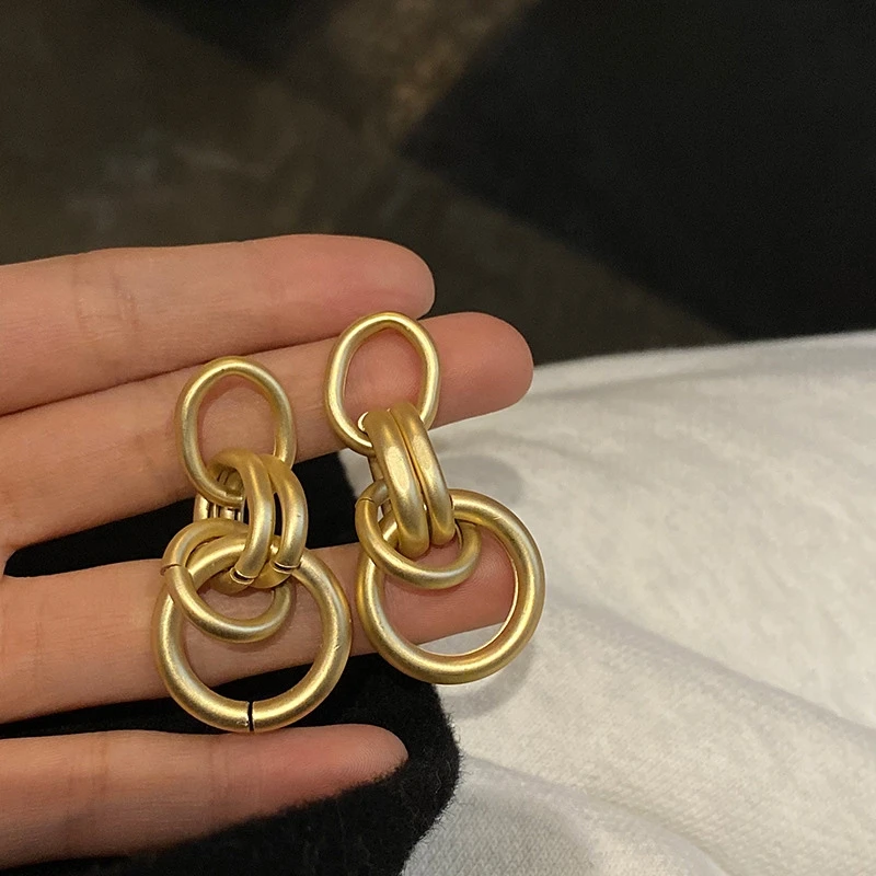 

Hypoallergy 925 Silver Needle Combination Circle 14k Gold Drop Earrings for Women 2021 Trend Exaggerated Brass Jewelry for Women