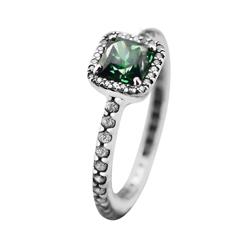 

100% 925 Sterling Silver Ring Timeless Elegance Green & Clear CZ Finger Rings for Women Wedding Engagement Ring Jewelry Anillos
