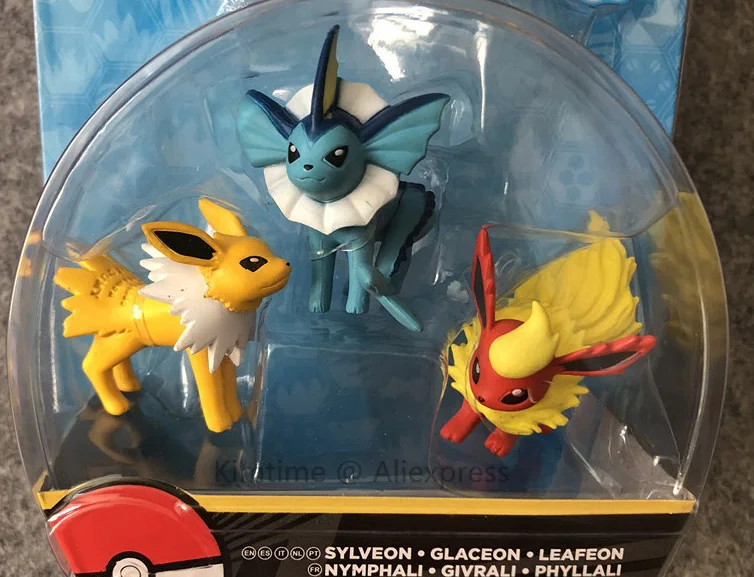 Eevee Vaporeon Jolteon flarion Espeon Umbreon Leafeon Glaceon с коробкой, фигурки, коллекция игрушек с покемонами - Цвет: with box