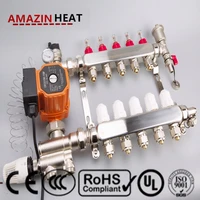 water underfloor heating kit manifolds 1in 2 to 8 ports pump pack with valve vents gauges and mounting brackets stainless steel