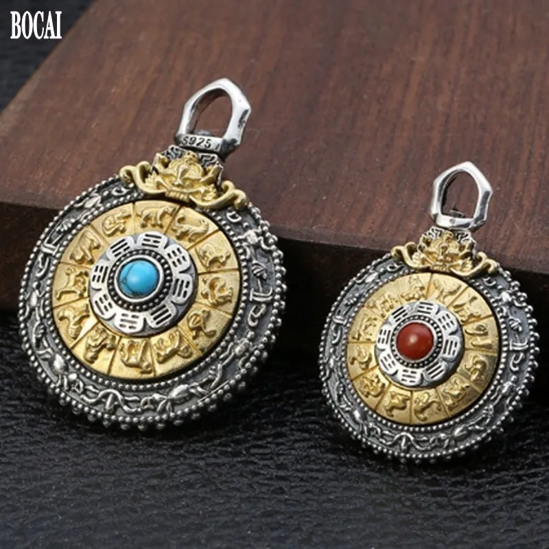 Новинка 100% г. серебряные Знаки зодиака BOCAI s925 тайское Серебряное вращающееся