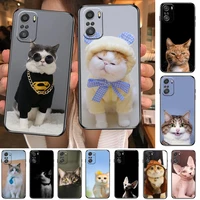 funny cartoon cat phone case for xiaomi redmi 11 lite pro ultra 10 9 8 mix 4 fold 10t black cover silicone back prett