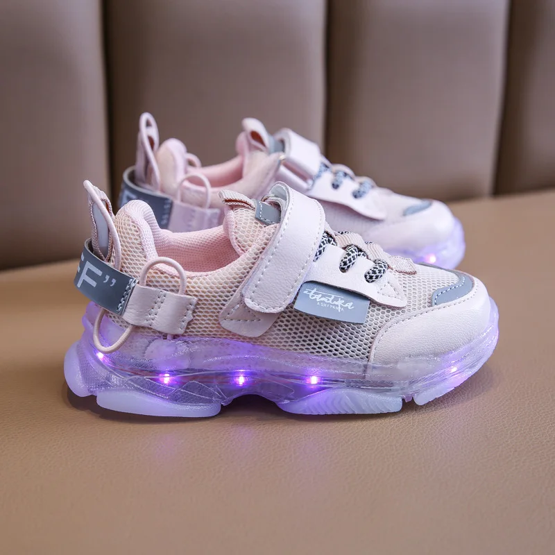 

Children USB Charging Sneakers Boys Girls Breathable Lighted Sneakers Colorful Glowing Shoes for Kid Luminous Sole Purple Shoes