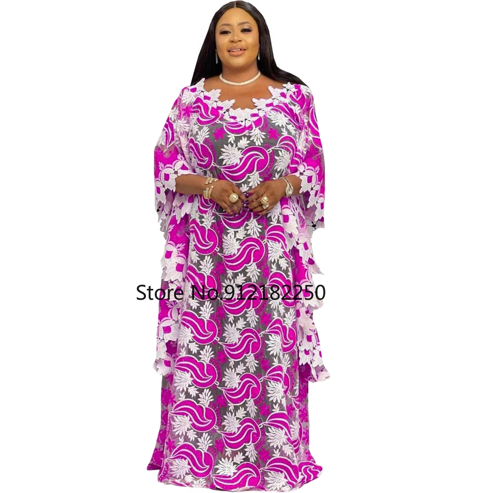 Новинка 2021 африканские кружевные платья из гипюра для женщин Анкара Дашики макси