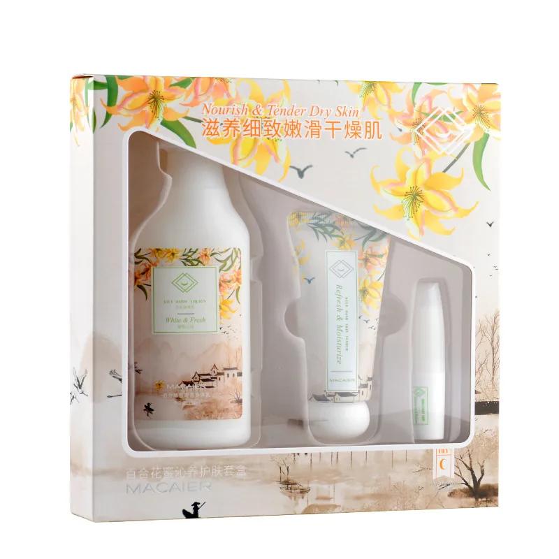 Набор для ухода за кожей с цветами вишни ромашки лилии лосьон тела крем рук